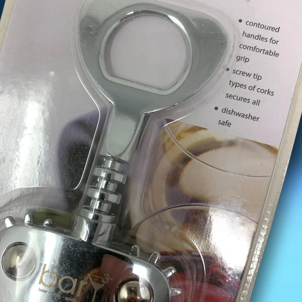 NEW Bar 3 Winged Corkscrew Deluxe Wine Bottle Opener Screw Tip VIO-0068 Packaged